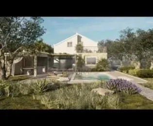 Марина, Позорац, строительный участок 1233 м² с проектом, 1,7 км от моря