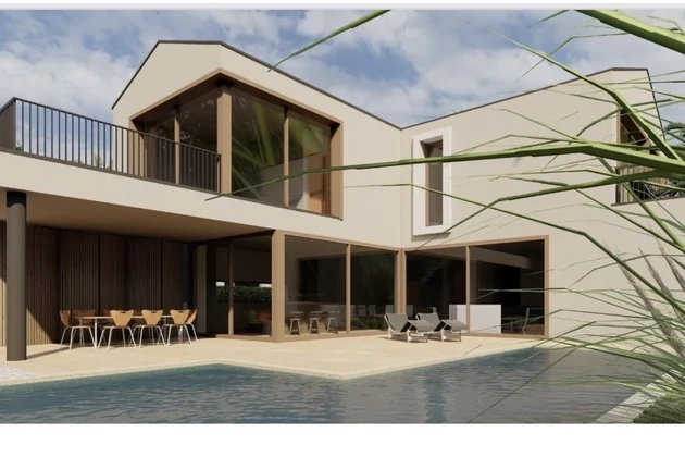 Isztria, Vabriga: Modern villa tengerre néző kilátással és medencével