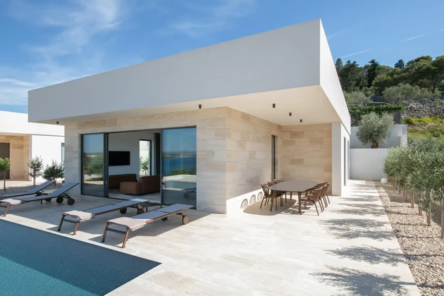 Luxury villa for sale with a pool and sea view in Croatia