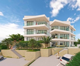 Luxus apartmanok Čiovón tengerre néző kilátással és medencével