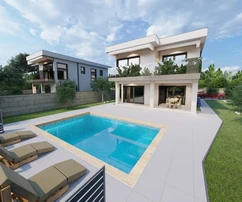 NOVÁ VILA S BAZÉNOM A VÝHĽADOM NA MORE, 1000 M OD PLÁŽE!