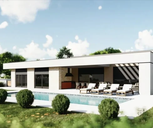 Villa moderne avec piscine, en construction, Istrie, Labin