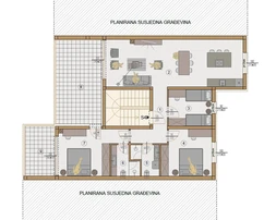 Pula, ático de tres habitaciones 111 m² con garaje en complejo residencial moderno, 2026, segundo piso