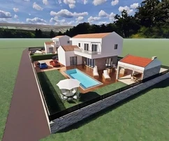 Modern house under construction with a pool, Istria, Sveti Lovreč