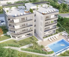 Split, Slatine, pohodlný 2-izbový apartmán 117 m2, otvorený výhľad na more, bazén