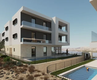 Zadar, Vinjerac, dvosoban stan B1 s bazenom i vrtom, prizemlje