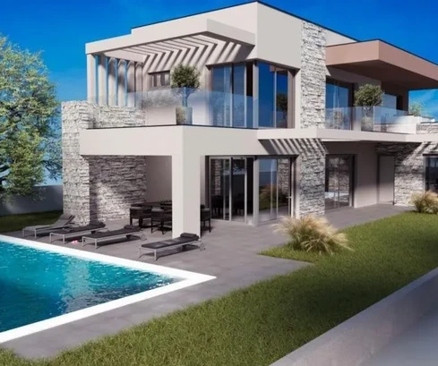 Villa en construction avec vue sur la mer, Istrie, Svetvinčenat