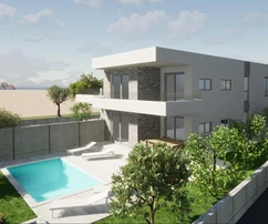 Kaštel Stari, casa moderna en estado bruto con dos apartamentos separados