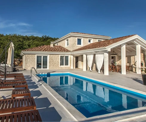 Jadranovo, villa en pierre de luxe avec piscine et vue panoramique