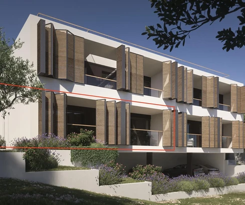 Vodice, moderne Zweizimmerwohnung mit Loggia in Neubau
