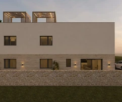 Appartement de luxe à 60 m de la mer, 75 m², terrasse avec vue sur la mer, 1 place de parking, Mandre, Pag