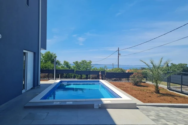 Vir - Luxusvilla mit Swimmingpool und Dachterrasse, Meerblick von jedem Zimmer