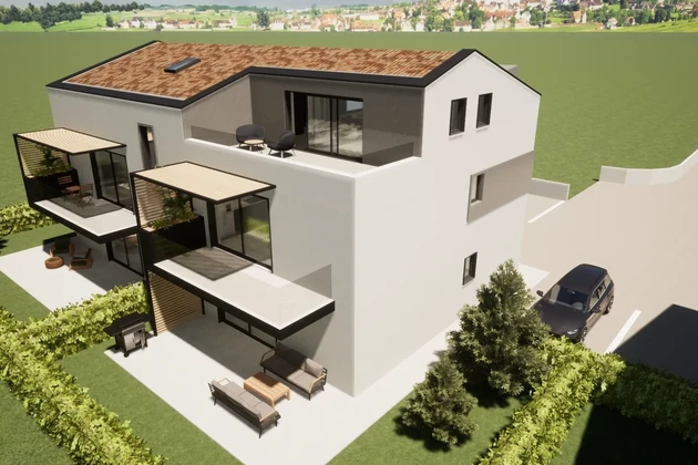 Poreč, Istria – Modern penthouse apartment with sea view