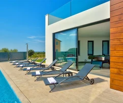 Moderne Luxusvilla mit Panoramablick auf das Meer, Višnjan, ISTRIEN