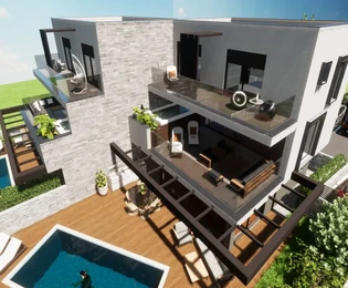 Attractive duplex apartment with sea view, 400 m from the beach!
