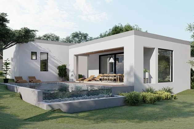 Istrien, Labin, modernes eingeschossiges Haus mit Swimmingpool in ruhiger Lage
