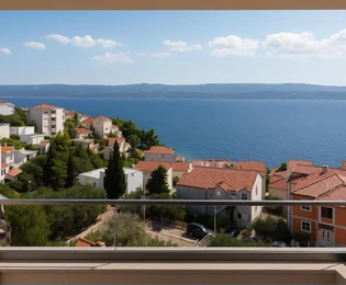 Riviera di Omiš, appartamento con una camera da letto al terzo piano di una nuova costruzione con vista mare, 62,64 m²