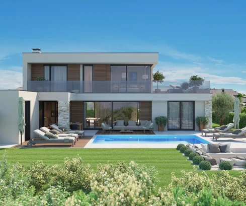 Doppelhaushälfte mit Pool in Kaštelir zu verkaufen in Kroatien