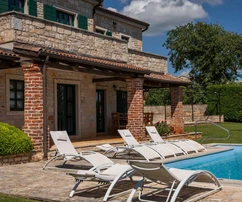 Isztria, Poreč: Mediterrán villa medencével és tengerre néző kilátással
