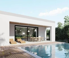 Isztria, Labin, modern egyszintes ház úszómedencével