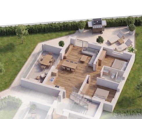 Rogoznica, modern two-bedroom apartment with garden and sea view