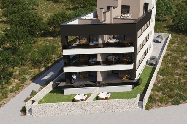 Pag, Mandre, first row to the sea, two-story four-bedroom apartment