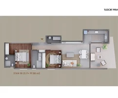 Apartament na pierwszym piętrze, dwupokojowy blisko morza i plaży S8