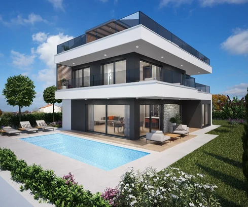 Poreč – Luxusvilla medencével és tetőterasszal