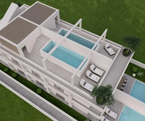 Appartamento di lusso con piscina e terrazza sul tetto, in prima fila sul mare, Rtina Ražanac, S3