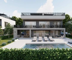 Porečben, a tengerpart közelében panorámás kilátással rendelkező villa eladó Horvátországban