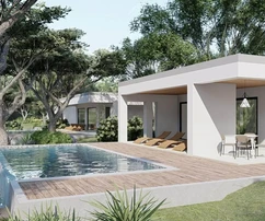 Istria, Labin, modern ground-floor house with a pool, surrounded by nature