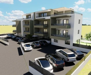 Trogir, appartamento con 1 camera da letto 36 m2 + giardino 64 m2, nuova costruzione, piano terra