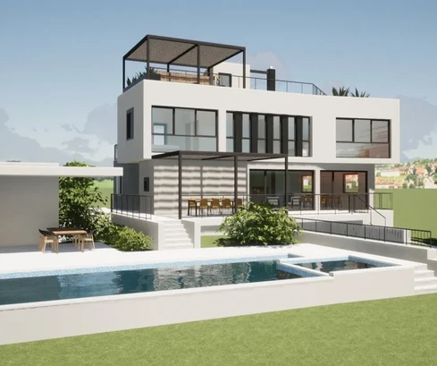 Moderne Villa mit Pool und Meerblick, Istrien, Poreč