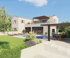 Tinjan, Isztria: Kővilla medencével és kilátással