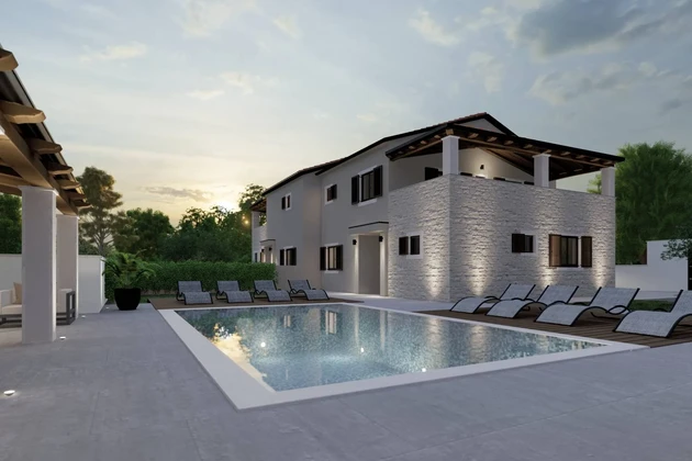 Moderna casa de piedra de dos plantas en venta en Poreč, Croacia