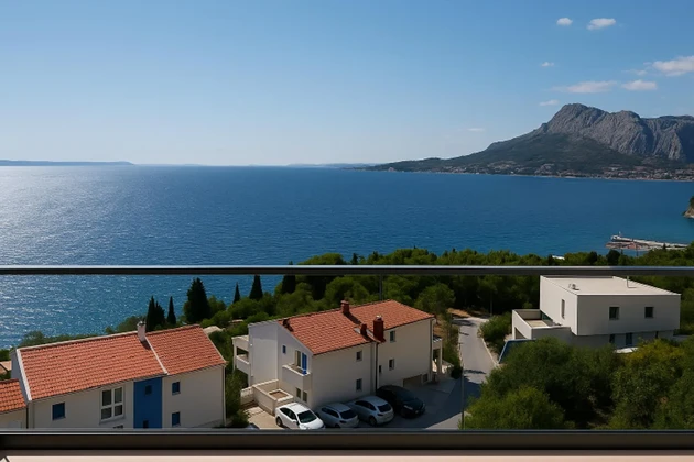 Riwiera Omiš, dwupokojowe mieszkanie z panoramicznym widokiem na morze, 63,15 m²