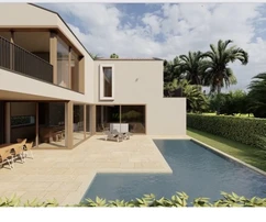 Istrien, Vabriga: Moderne villa meerblick und pool