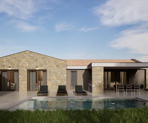 Istrie, près de Barban, maison en pierre moderne avec piscine, trois chambres et trois salles de bains