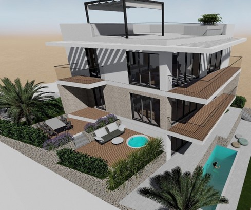 Luxueux Duplex Ciovo avec Piscine Près de la Plage