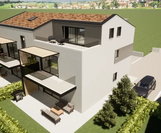 Poreč, Isztria – Modern penthouse lakás tengerre néző kilátással