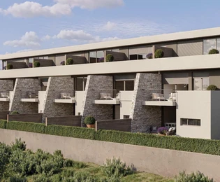Umag, Zambratija: Moderna casa a schiera con vista aperta sul mare, a 300 m dalla costa