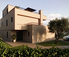 Istrien, Poreč: Moderne villa mit panorama-meerblick