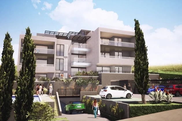 Trogir, Saldun, apartamento de 2 dormitorios, 68 m2, obra nueva, vistas al mar, piscina