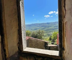 Istria, Motovun, casa in pietra da ristrutturare con cortile e spazio commerciale