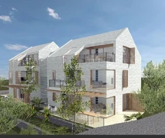 Brač, Supetar, terreno edificabile di 928 m2 in zona M1 con progetto concettuale