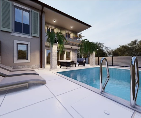 Two-level apartment with a pool for sale in Malinska in Croatia