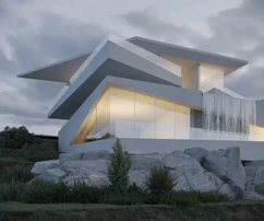 Istria, Labin: Villa de diseño con vista panorámica al mar
