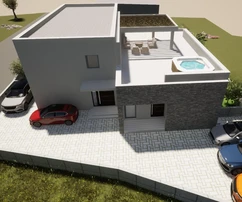 Kaštel Stari, moderný dom v štádiu hrubej stavby s dvoma samostatnými apartmánmi