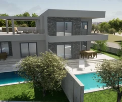 Kaštel Stari, modernes Rohbauhaus mit zwei separaten Apartments