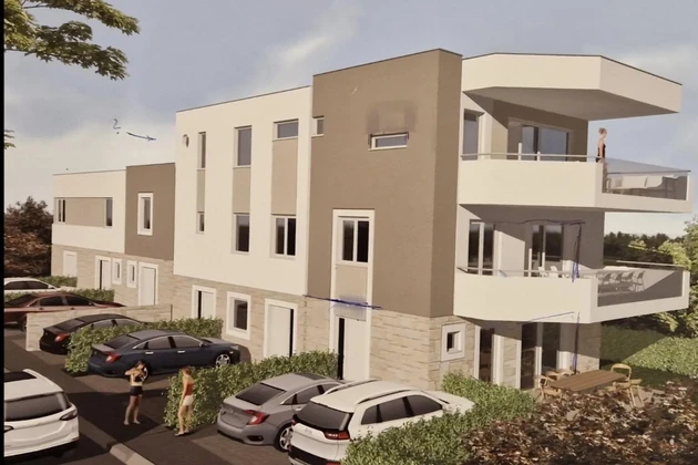 Pag, Mandre, duplex apartment in a new building, 79.52 m²